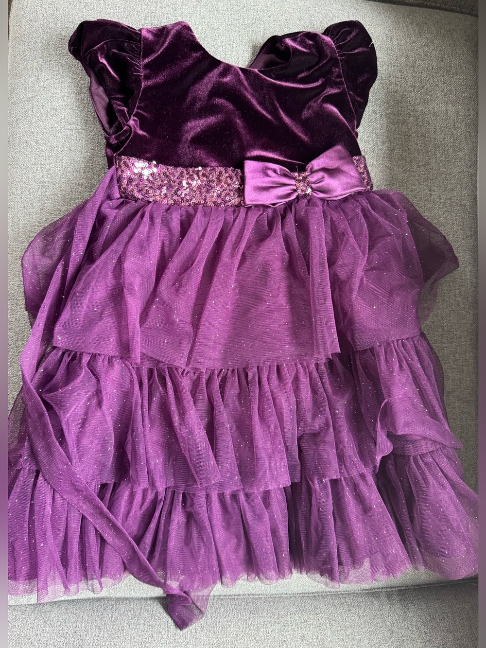 Jona Michelle Plum Velvet & Tulle Sequin Waist Party Dress